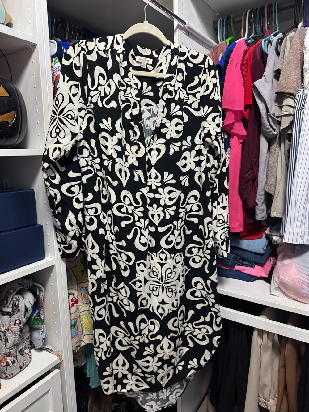 Black & White Patterned Women's Dress